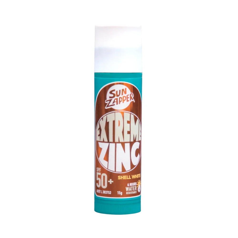 Sun Zapper Extreme Zinc white sunscreen stick on a white background