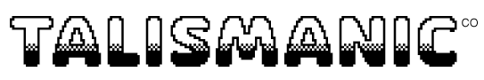 Talismanic logo with a pixel gradient effect